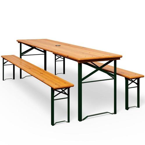 Biertafelset 3-delig 170cm opvouwbaar (Tuin en Terras), Tuin en Terras, Picknicktafels, Nieuw, Verzenden
