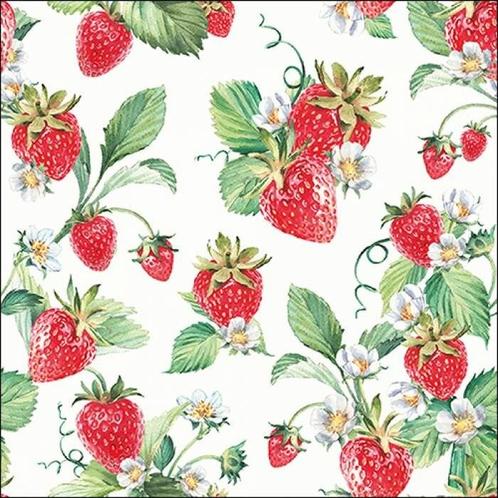 1 Pakje papieren lunch servetten - Garden Strawberries, Hobby en Vrije tijd, Knutselen, Ophalen of Verzenden
