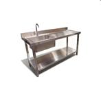Nieuw RVS spoeltafel met bodemschap - 150x60x85cm, Nieuw zonder verpakking, Wassen en Drogen