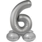 6 Jaar Cijfer Ballon Zilver 41cm, Hobby en Vrije tijd, Nieuw, Verzenden
