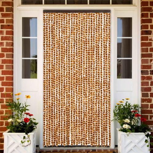 vidaXL Vliegengordijn 118x220 cm chenille okerkleurig en wit, Huis en Inrichting, Stoffering | Gordijnen en Lamellen, Nieuw, Verzenden