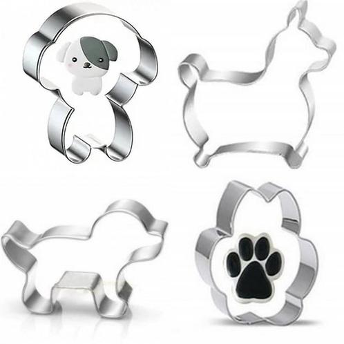 Set met 4 koekjes vormen Little Dogs met 3 honden en pootje, Hobby en Vrije tijd, Taarten en Cupcakes maken, Taarten of Cupcakes