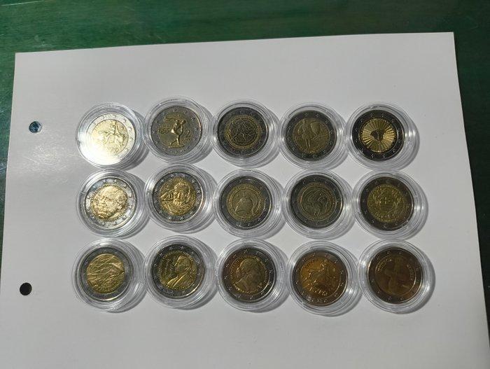 Griekenland, Cyprus. 2 Euro 2002/2023 (15 coins) (Zonder, Postzegels en Munten, Munten | Europa | Euromunten