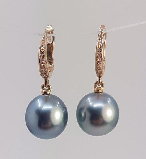 Oorbellen - 14 karaat Roségoud - 0.09ct. tw. - 10x11mm, Sieraden, Tassen en Uiterlijk, Oorbellen