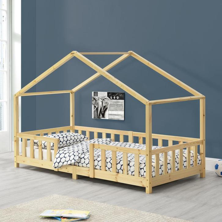 Kinderbed Treviolo met uitvalbeveiliging 90x200 cm houtkleur, Kinderen en Baby's, Kinderkamer | Bedden, Verzenden