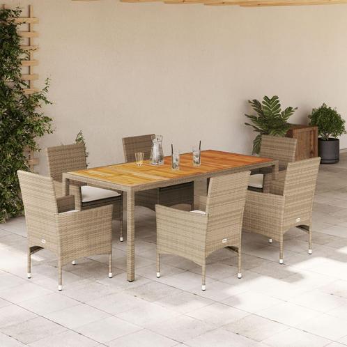 vidaXL 7-delige Tuinset met kussens poly rattan en, Tuin en Terras, Tuinsets en Loungesets, Tuinset, Nieuw, Rotan, Verzenden