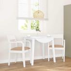 vidaXL Eetkamerstoelen met kussens 2 st massief hout rubber, Huis en Inrichting, Stoelen, Verzenden, Nieuw, Wit