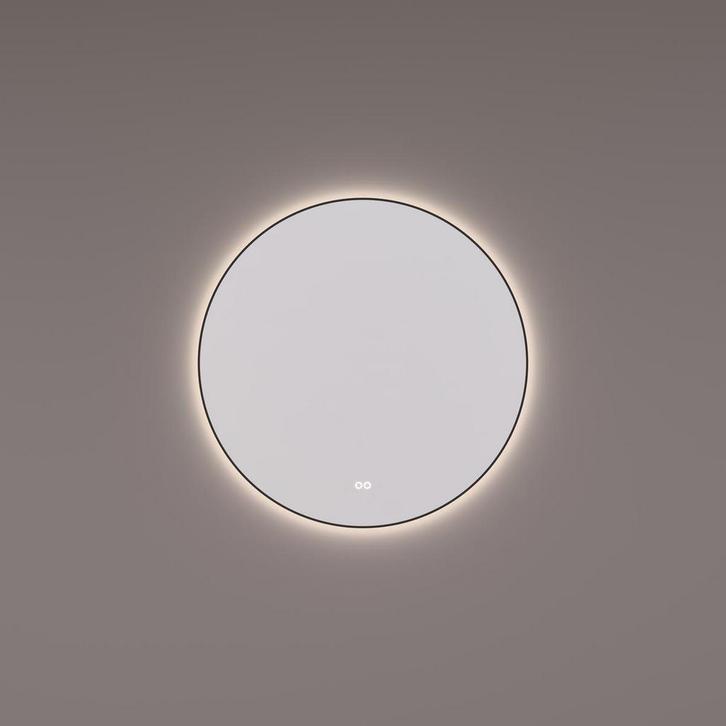 HIPP Design spiegel Rond Mat Zwart - Indirecte LED, Huis en Inrichting, Woonaccessoires | Spiegels, Ophalen of Verzenden