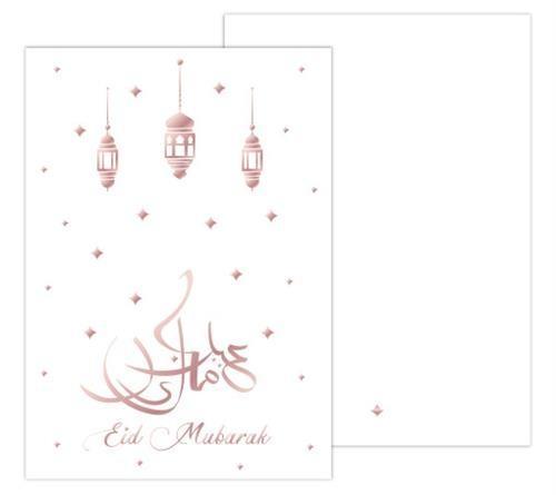 Kaart Eid Mubarak - Wit/Rose, Hobby en Vrije tijd, Feestartikelen, Nieuw, Ophalen of Verzenden