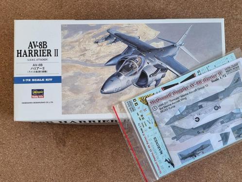 Hasegawa 00449 AV-8B Harrier ll 1:72 + after market decals, Hobby en Vrije tijd, Modelbouw | Vliegtuigen en Helikopters, Hasegawa