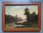 Britse school (XIX) - Romantisch landschap - bootje op