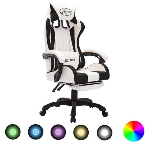 vidaXL Racestoel met RGB LED-verlichting kunstleer zwart en, Huis en Inrichting, Bureaus, Nieuw, Verzenden
