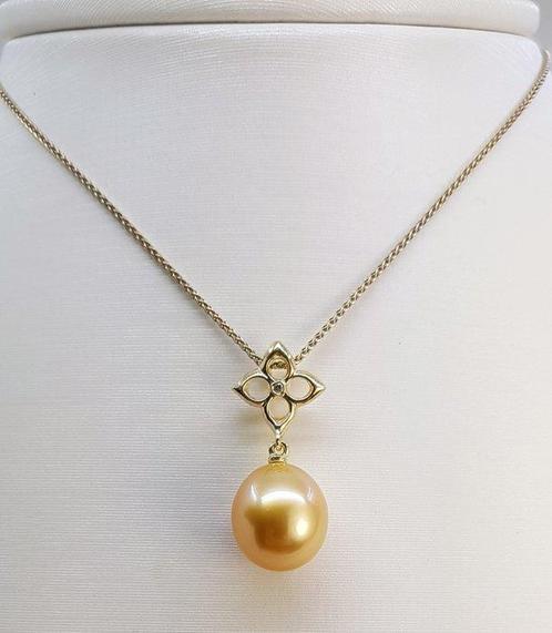 Hanger 11x12mm Diepe Gouden Zuidzee Parel Druppel - 14 kt., Sieraden, Tassen en Uiterlijk, Antieke sieraden