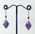 925 zilver - Dahlia turkoois - koper- granaat - Oorbellen, Verzamelen