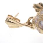 Geelgouden oorbellen met bolletjes hanger; zirconia, Sieraden, Tassen en Uiterlijk, Oorbellen, Gebruikt, Overige kleuren, Ophalen of Verzenden