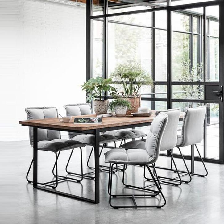 *WOONWINKEL* DTP Home Odeon Teakhouten Eettafel Met Zwarte P, Huis en Inrichting, Tafels | Eettafels, Nieuw, Verzenden