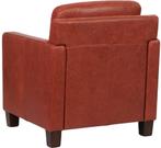 Rode leren landelijke fauteuil - poot hout bruin - Vintage L, Huis en Inrichting, Fauteuils, Nieuw, Ophalen of Verzenden, Landelijk