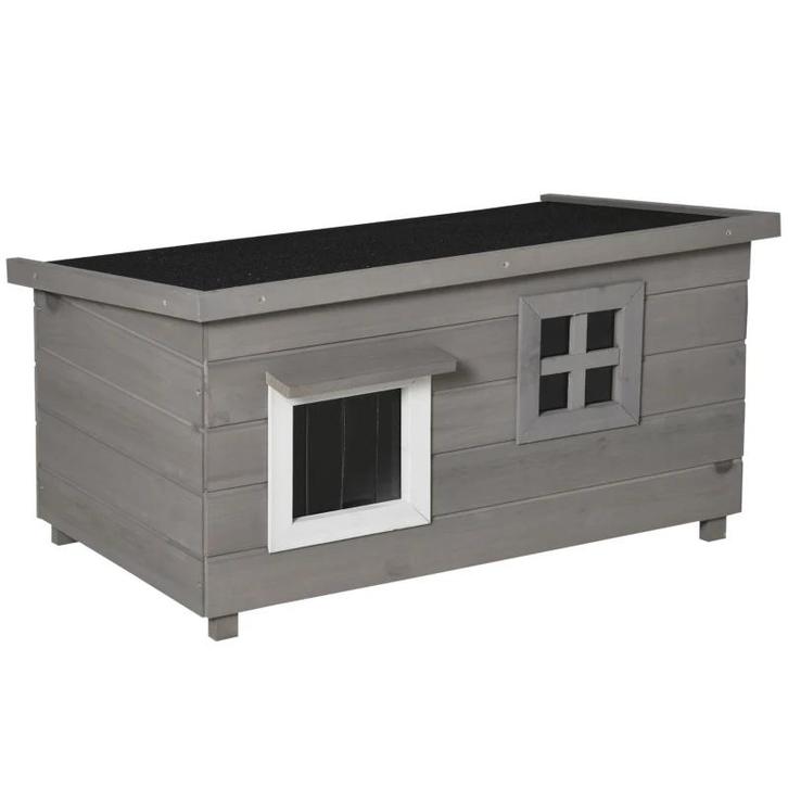 TRUUSK Kattenhuis met Asfaltdak - Winterklaar - Dennenhout -, Tuin en Terras, Palen, Balken en Planken, Nieuw, Verzenden