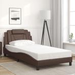 vidaXL Bedframe met hoofdbord kunstleer bruin 100x200 cm, Overige materialen, 100 cm, Eenpersoons, Bruin