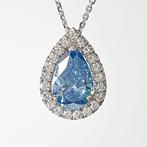 Ketting met hanger - 14 karaat Witgoud - 1.23ct. tw. Blauw, Sieraden, Tassen en Uiterlijk, Antieke sieraden
