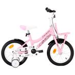 vidaXL Kinderfiets met voordrager 14 inch wit en roze, Verzenden, Nieuw