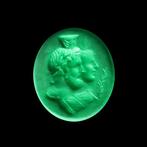 Oud-Grieks Zilver Ring met bustes van Serapis en Isis