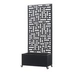 Tuinscherm Bernalda met plantenbak op wielen 190x82x38 cm zw, Tuin en Terras, Bloembakken en Plantenbakken, Verzenden, Nieuw