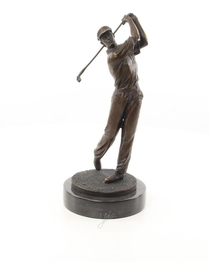 A BRONZE SCULPTURE OF A GOLFER (Beeldjes - Decoratie), Antiek en Kunst, Kunst | Beelden en Houtsnijwerken, Verzenden