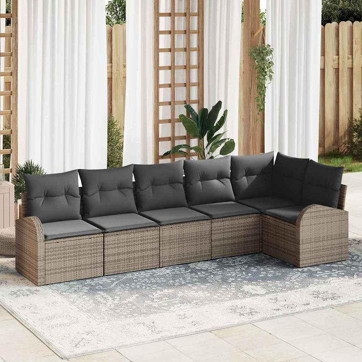 vidaXL Tuin Sofa Set Grijs poly rattan, Tuin en Terras, Tuinsets en Loungesets, Nieuw, Rotan, Verzenden