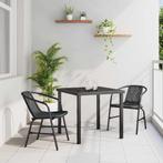 vidaXL Tuin Eetset 3 pcs Zwart Poly riet, Verzenden, Nieuw, Rotan