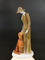 Hollohaza - Beeldje - Lady with dog; 41 cm - Porselein, Antiek en Kunst