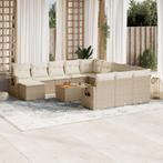 vidaXL 13-delige Loungeset met kussens poly rattan beige, Verzenden, Nieuw, Rotan, Loungeset