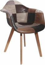 Patchwork stoel met armleuningen - grijs - taupe, Nieuw, Verzenden