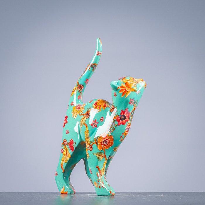 Figuur - Flower cat - polyresin, Antiek en Kunst, Curiosa en Brocante