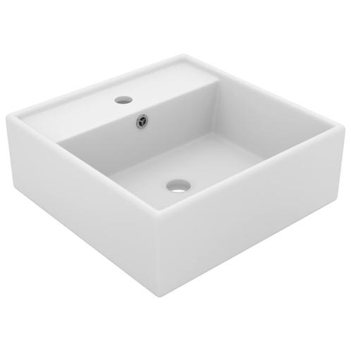 vidaXL Wastafel met overloop vierkant 41x41 cm keramiek, Doe-het-zelf en Verbouw, Sanitair, Nieuw, Verzenden