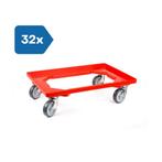 Dolly 60x40x15 Rood met 4 rubberen zwenkwielen, Nieuw - Set, Ophalen of Verzenden
