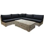 Nissah modulair hoek loungeset 6 delig naturel rotan, Tuin en Terras, Ophalen of Verzenden, Nieuw