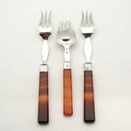 Antieke (1880) zilveren vleesvorkjes en gember/zuurvork met, Antiek en Kunst, Antiek | Goud en Zilver