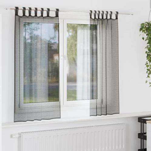 vidaXL Gordijnen voile met tab top 2 st zwart, Huis en Inrichting, Stoffering | Gordijnen en Lamellen, Zwart, Nieuw, Verzenden