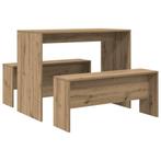 Eettafel met Bankjes | Artisanaal Eiken | Retourdeal, Huis en Inrichting, Tafels | Eettafels, Minder dan 50 cm, 50 tot 100 cm