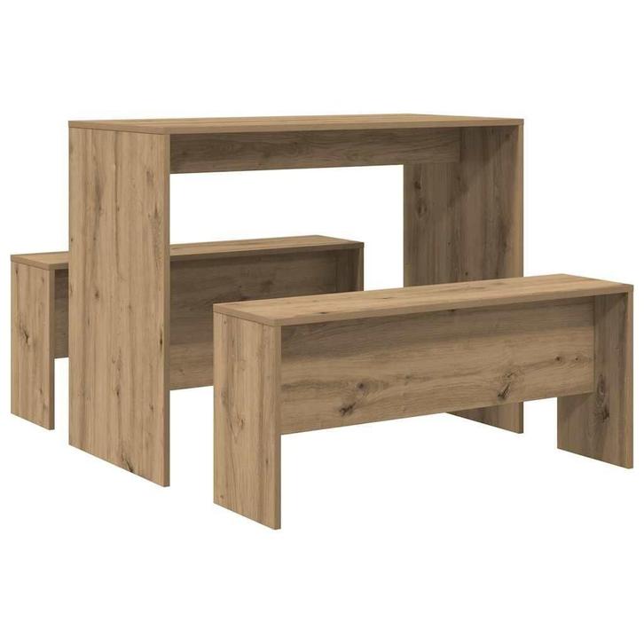 Eettafel met Bankjes | Artisanaal Eiken | Retourdeal, Huis en Inrichting, Tafels | Eettafels, Minder dan 50 cm, 50 tot 100 cm