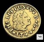 Spanje. Felipe V (1700-1746). 1/2 Escudo 1744 - Sevilla PJ, Postzegels en Munten, Munten | Europa | Niet-Euromunten