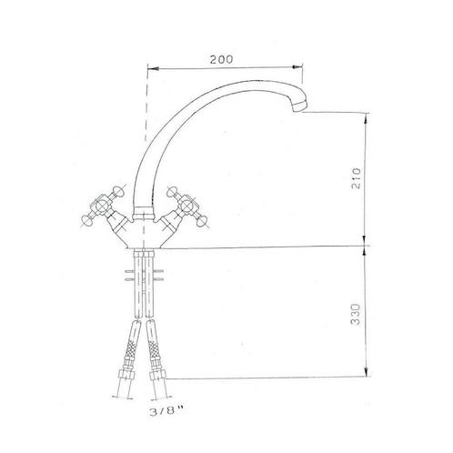 Wastafelmengkraan Sapho Antea 2-knop Gebogen Uitloop 20 cm, Doe-het-zelf en Verbouw, Sanitair, Ophalen of Verzenden