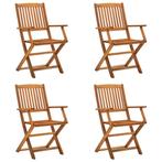 vidaXL Tuinstoelen inklapbaar 4 st massief acaciahout, Tuin en Terras, Tuinstoelen, Verzenden, Nieuw, Hout
