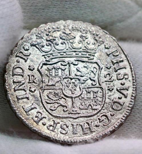 Spanje. Felipe V. 2 Reales 1746 Mexico MF (Zonder, Postzegels en Munten, Munten | Europa | Niet-Euromunten