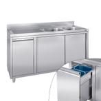 GGM Gastro | Spoelbakkast - 2000x700mm - met vuilnisbak & 2, Verzenden, Nieuw in verpakking, RVS Meubilair