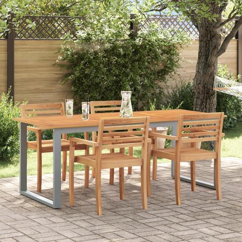 vidaXL Tuintafel 160x80x75 cm staal en massief acaciahout, Tuin en Terras, Tuintafels, Nieuw, Metaal, Verzenden