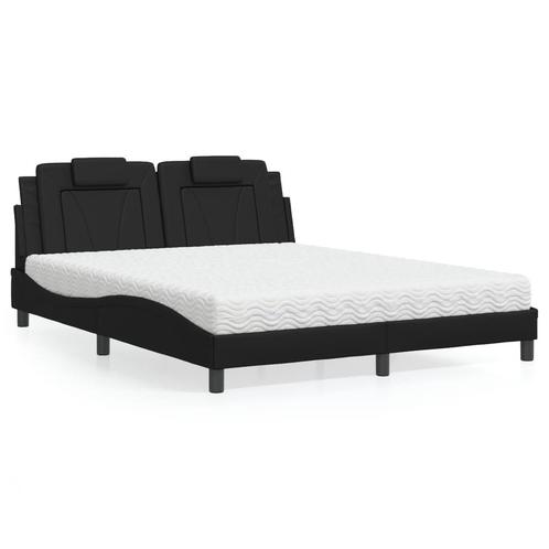 Bed met matras kunstleer zwart 160x200 cm, Huis en Inrichting, Slaapkamer | Bedden, Verzenden