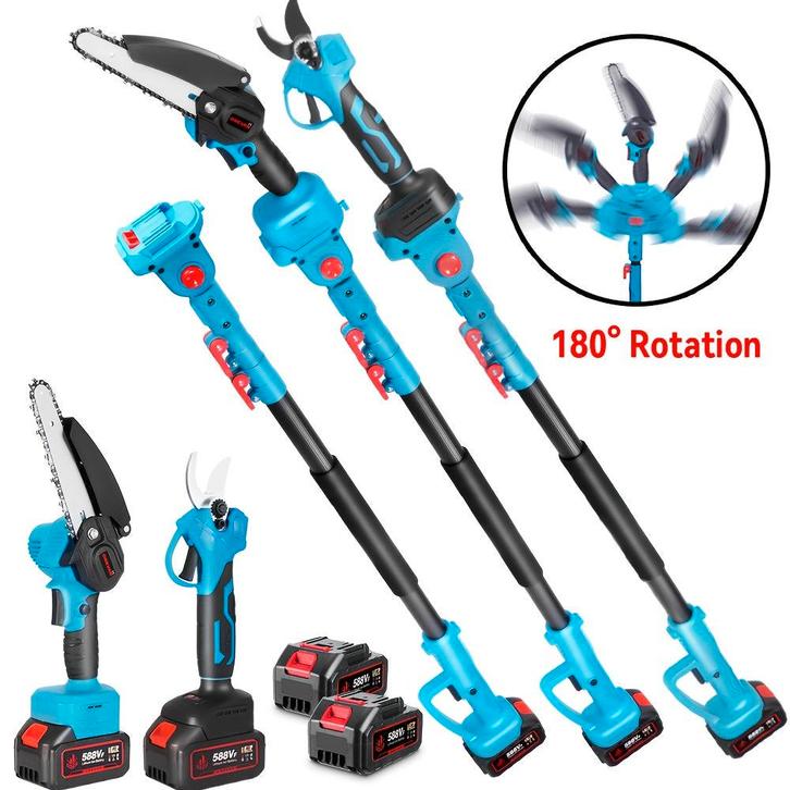 Mini kettingzaag - Elektrische snoeischaar - Met accu - Blau, Tuin en Terras, Handzagen, Zo goed als nieuw, Verzenden