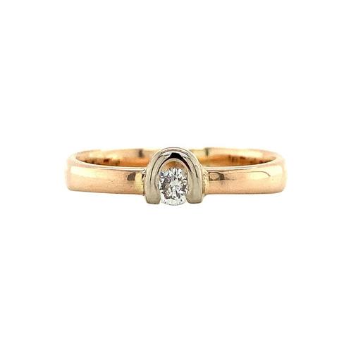 Rosegouden ring met diamant 14 krt, Sieraden, Tassen en Uiterlijk, Ringen, Dame, Wit, 20 of groter, Zo goed als nieuw, Goud, Verzenden